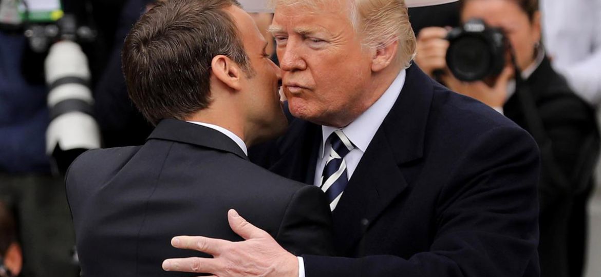 Manuel Macron Greets Donald Trump