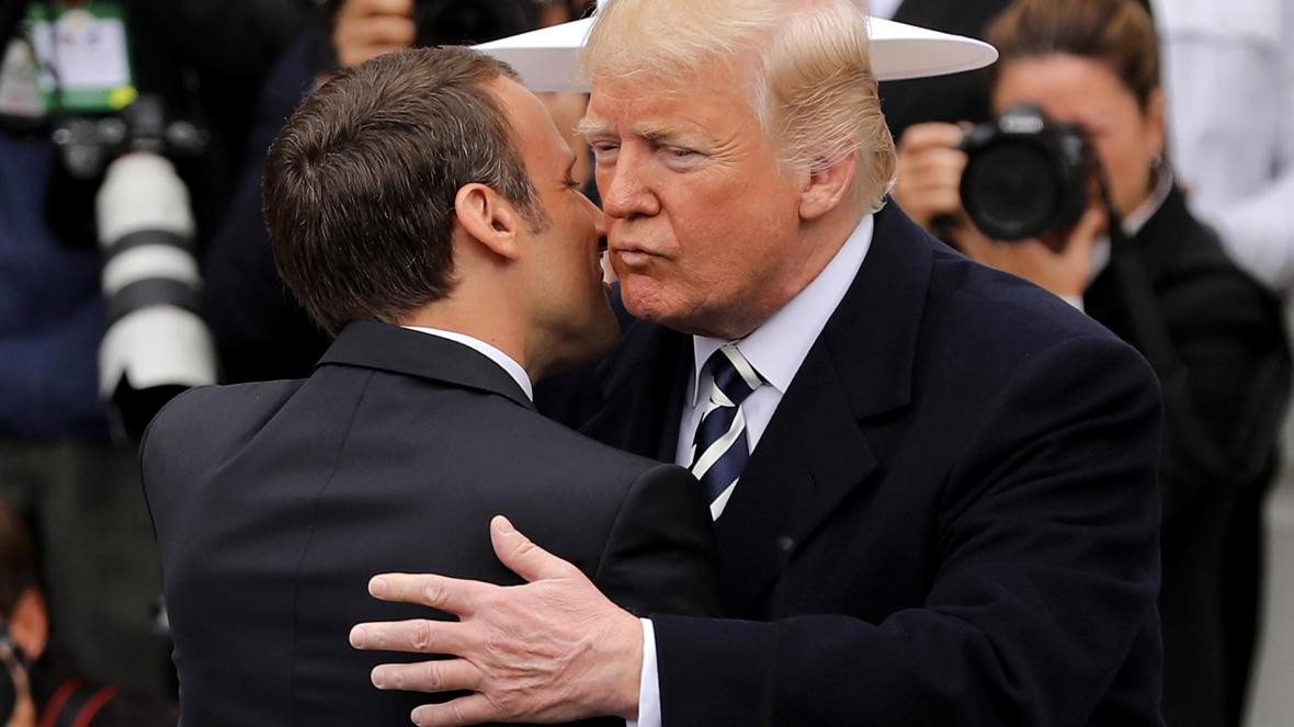 Manuel Macron Greets Donald Trump