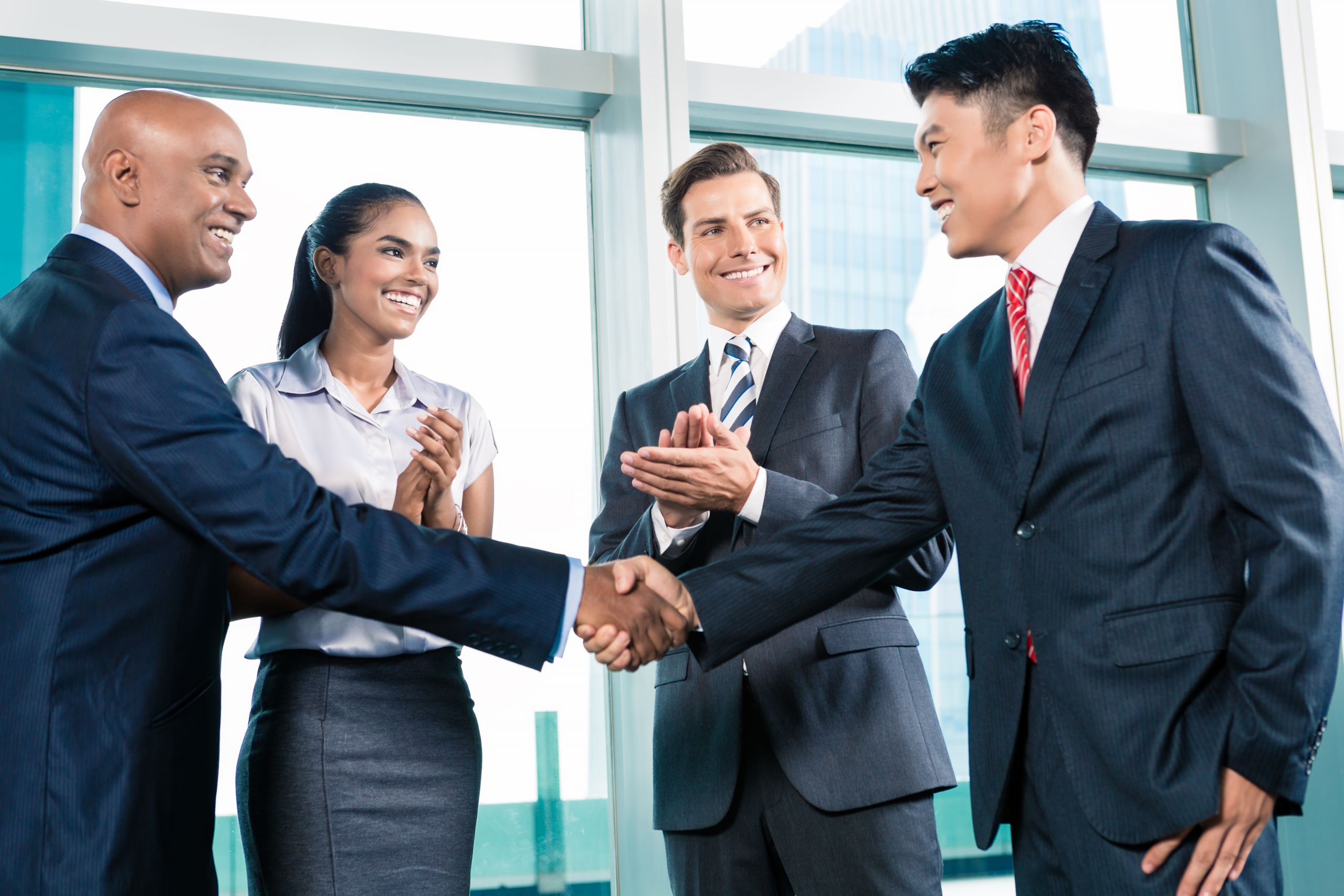 Chinese businessman shaking hands